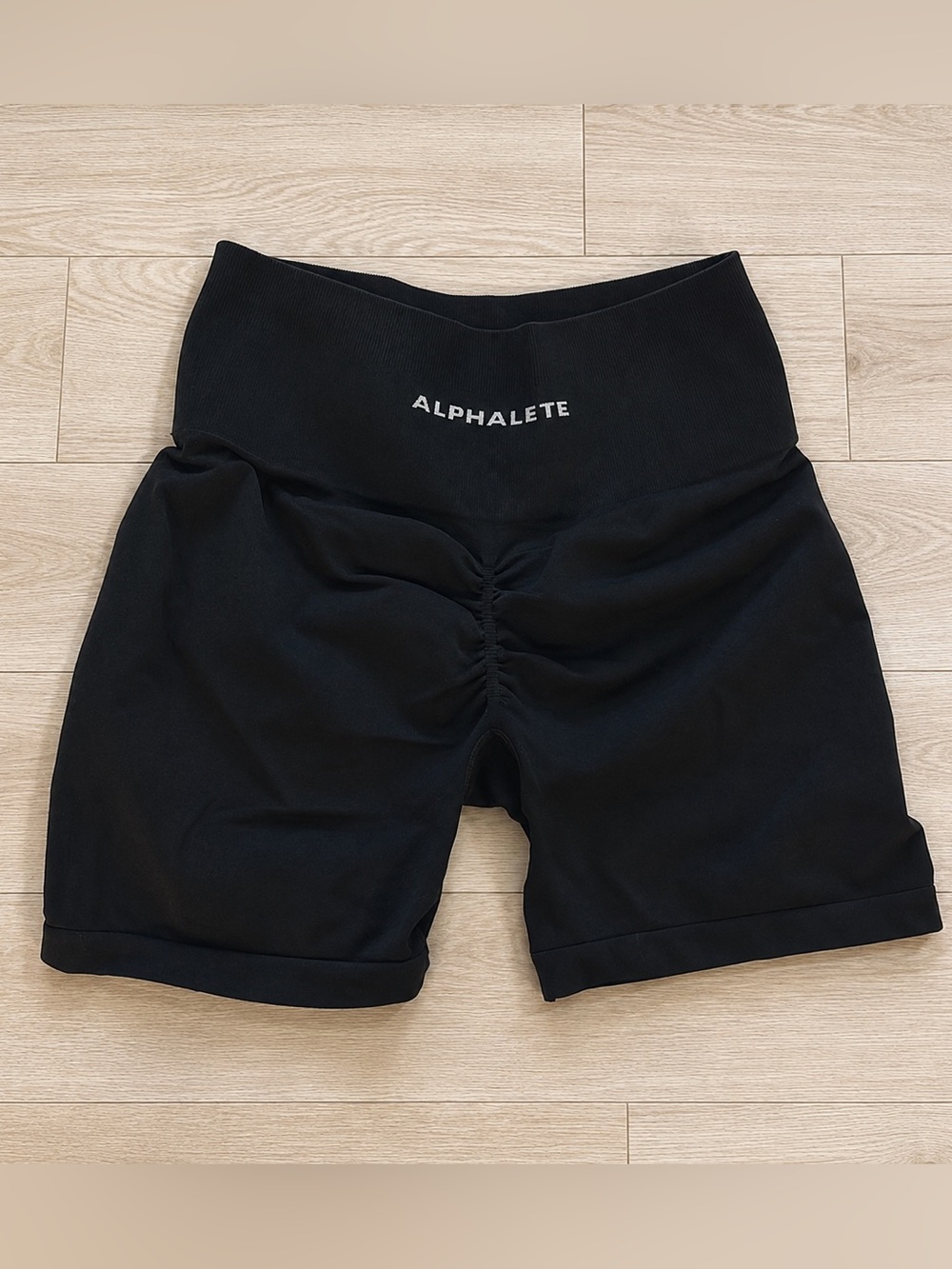 Alphalete Amplify Black High-Waist Seamless Bike Shorts